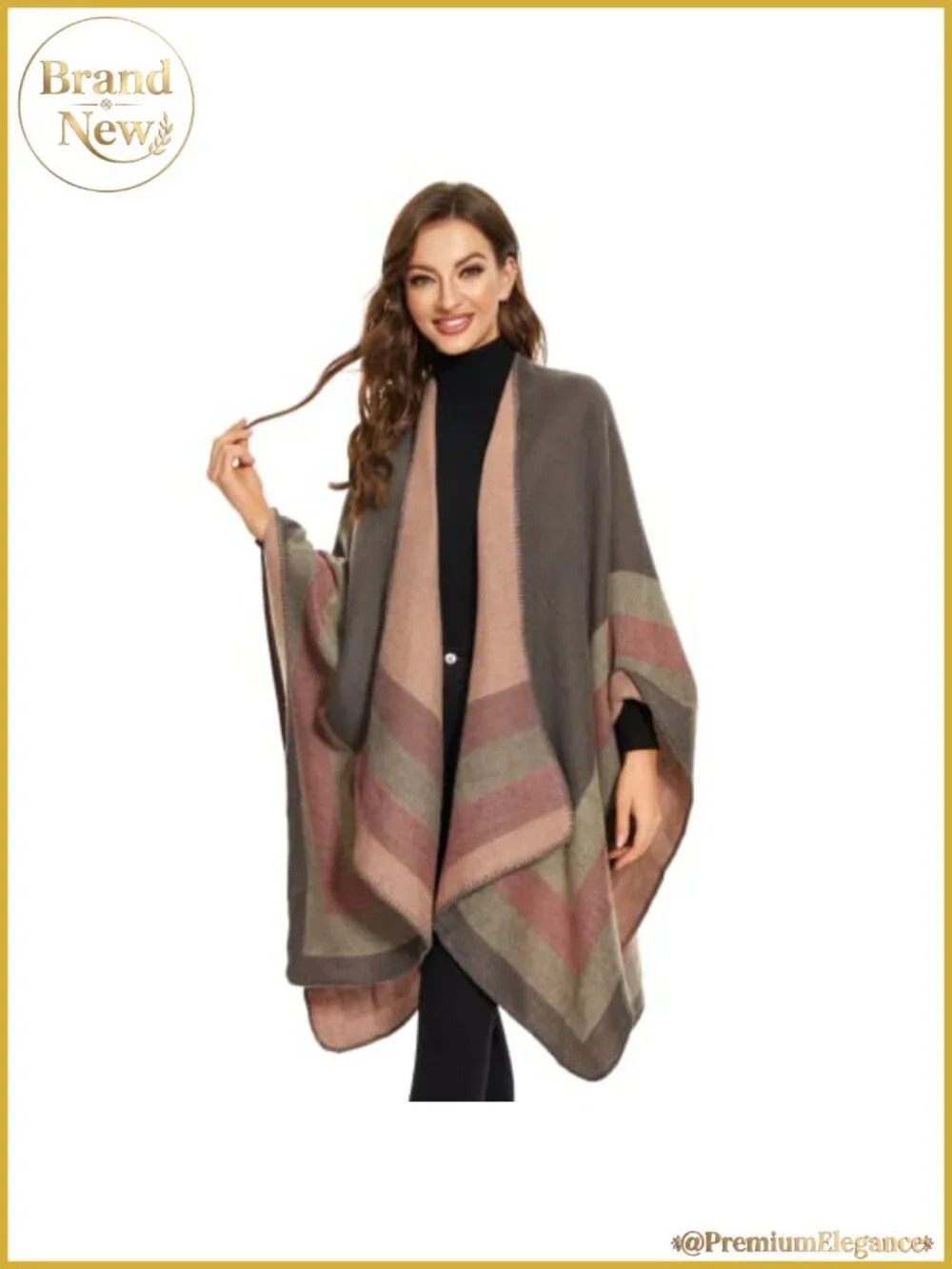 Knitted Cape Open Front Poncho Scarf Wrap Blanket Cardigan Coat